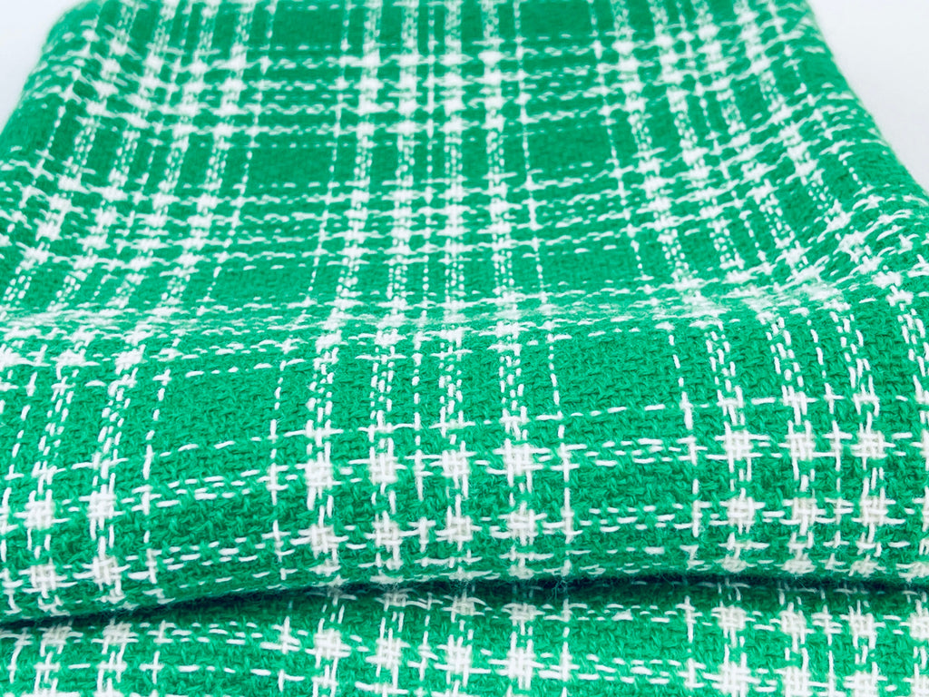 Product image for 'vintage green white plaid fabric 42 x 60' (view cc13be)