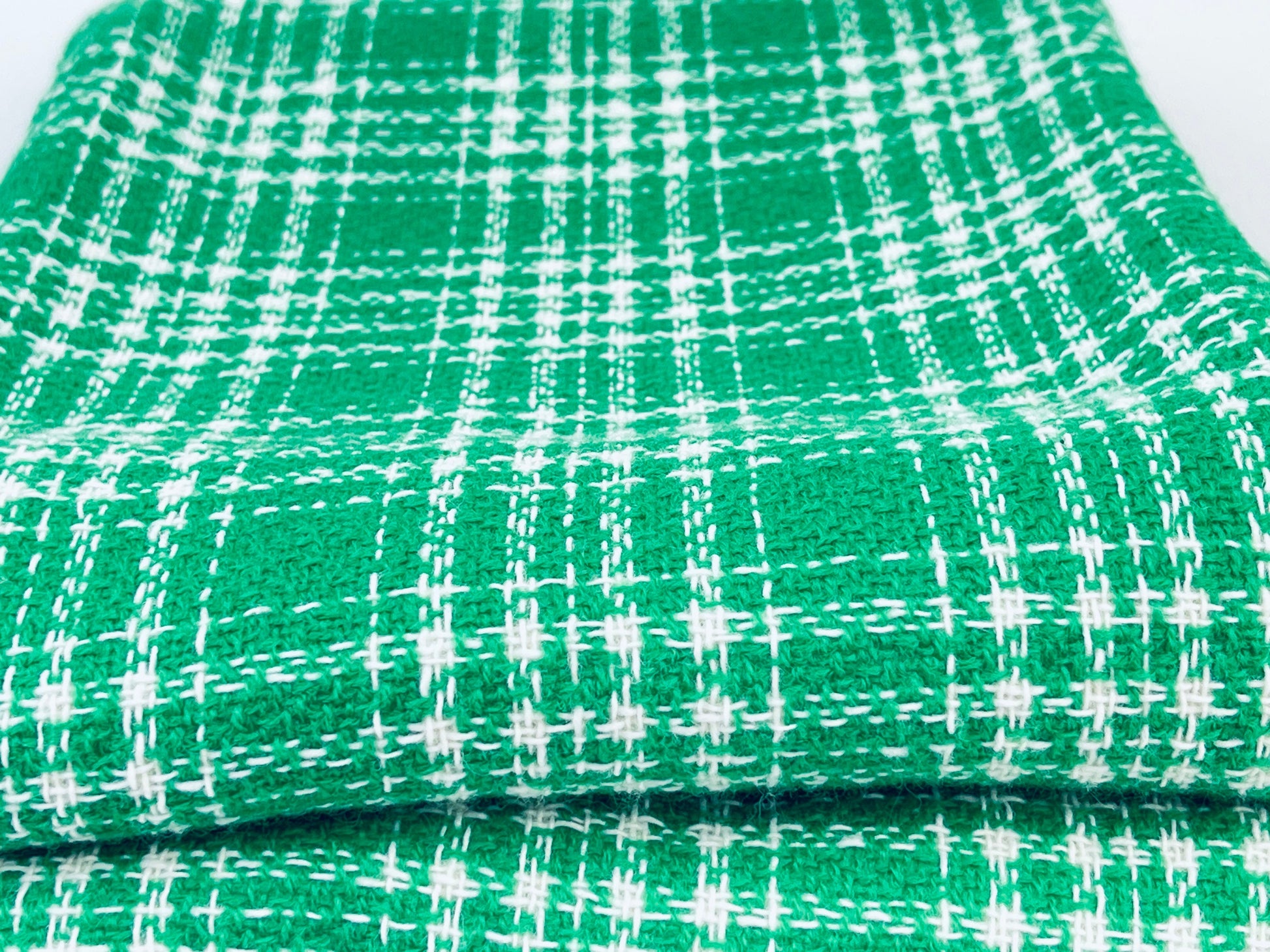 Product image for 'vintage green white plaid fabric 42 x 60' (view cc13be)