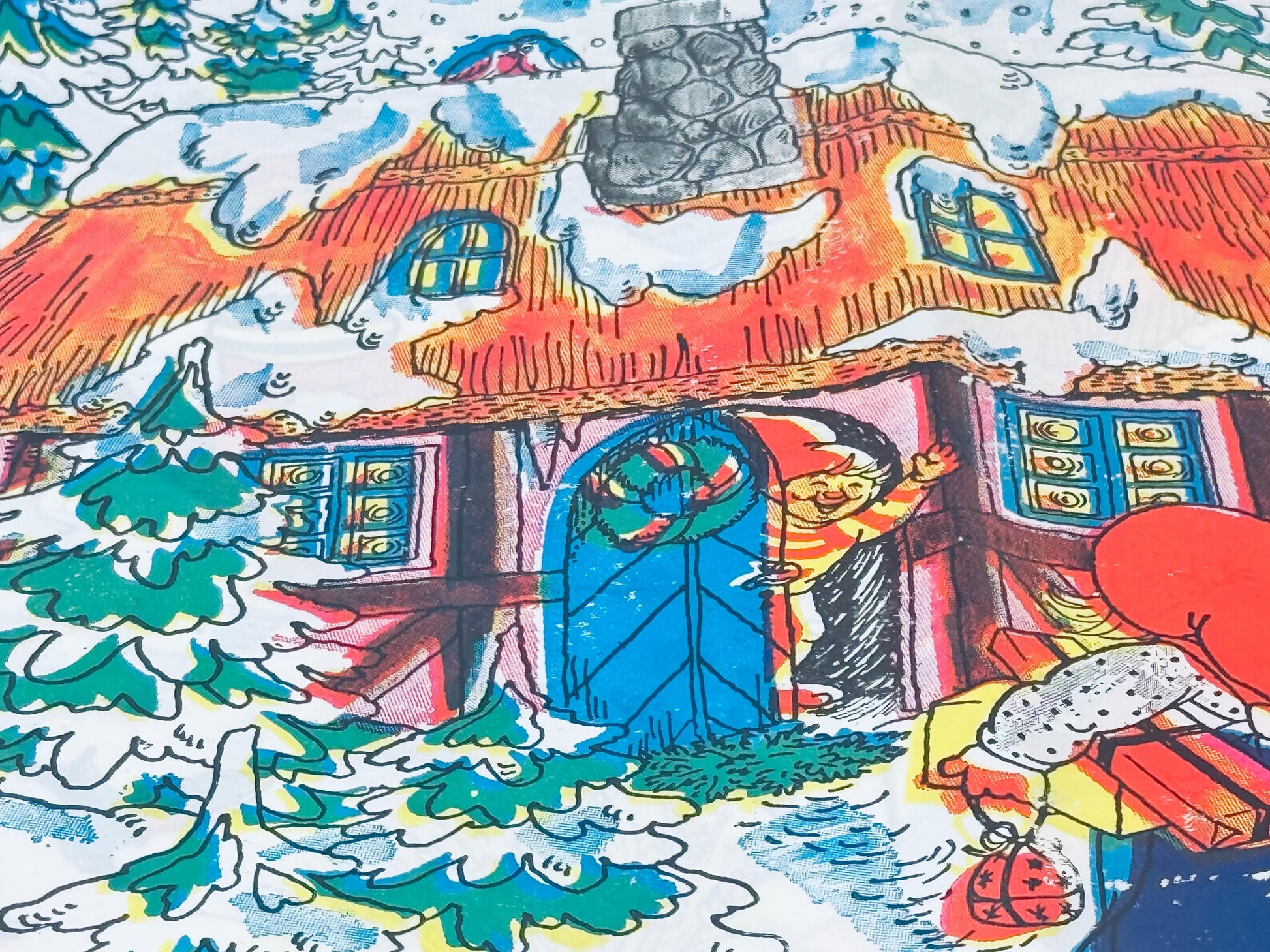 Product image for 'vintage whimsical winter wonderland plastic table cloth nordic folklore christmas kids table' (view 103e1f)