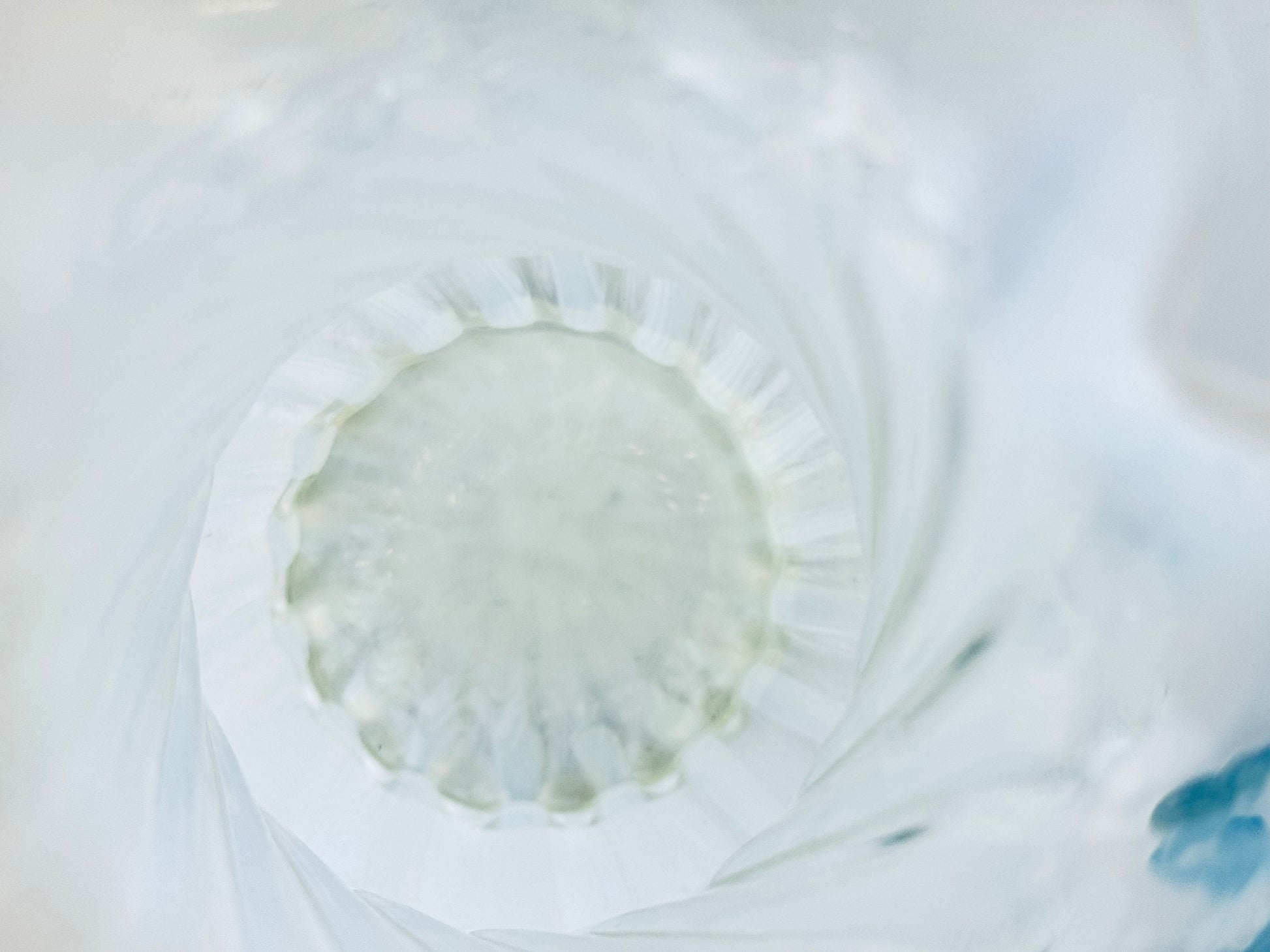 Product image for 'vintage white striped opalescent vaseline glass vase ruffled edge top' (view 808c23)