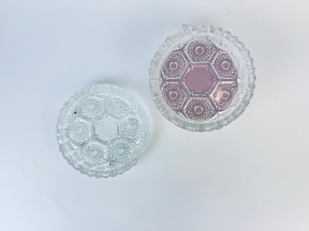 Product image for 'vintage clear glass ashtray trinket dishes set of 2 made in italy' (view afb642)