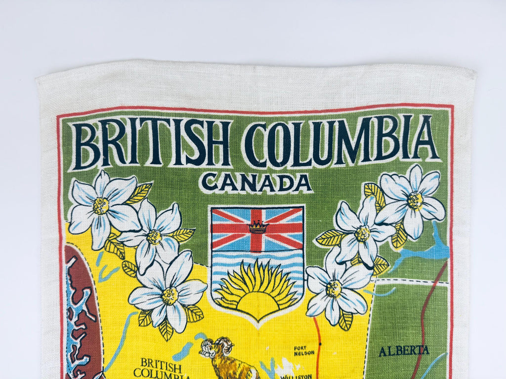 Product image for 'vintage 1960s british columbia linen tea towel hand printed canadian souvenir' (view d85974)