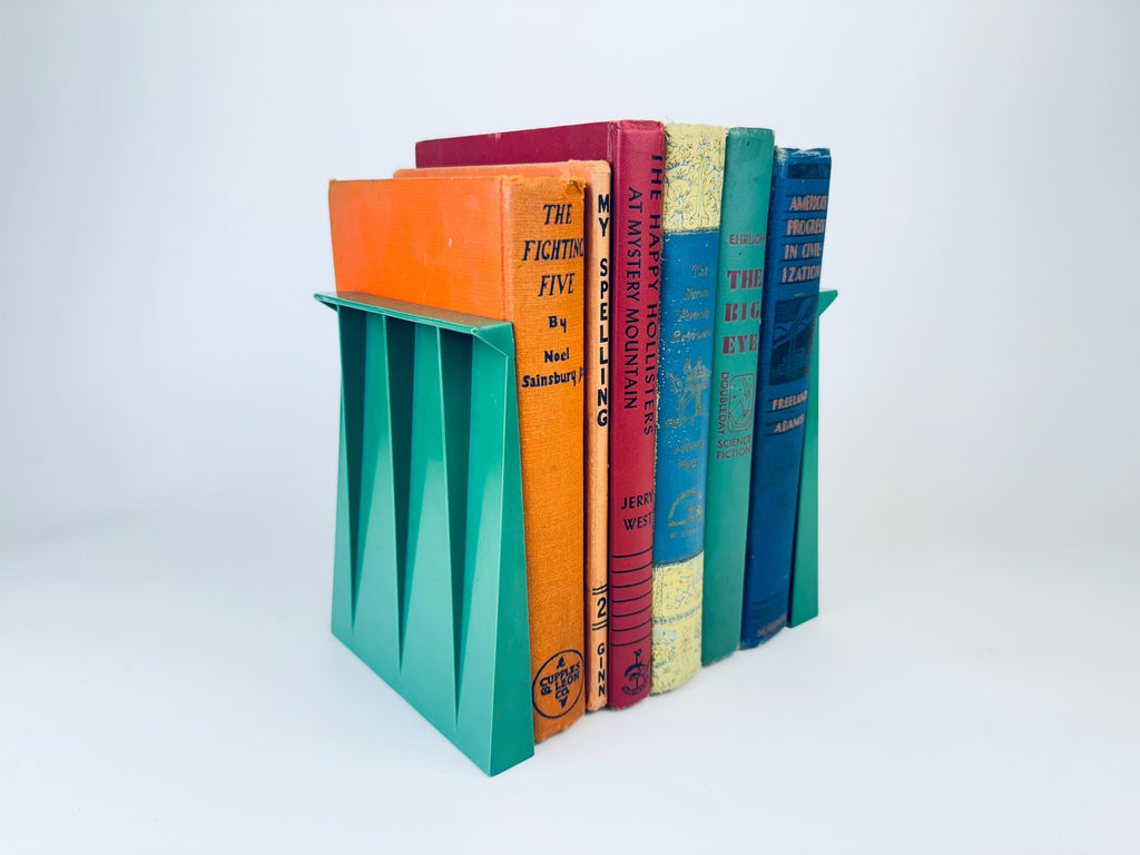 Product image for 'vintage bro dart atomic aqua green plastic book ends set of two 2 made in usa' (view 30509b)