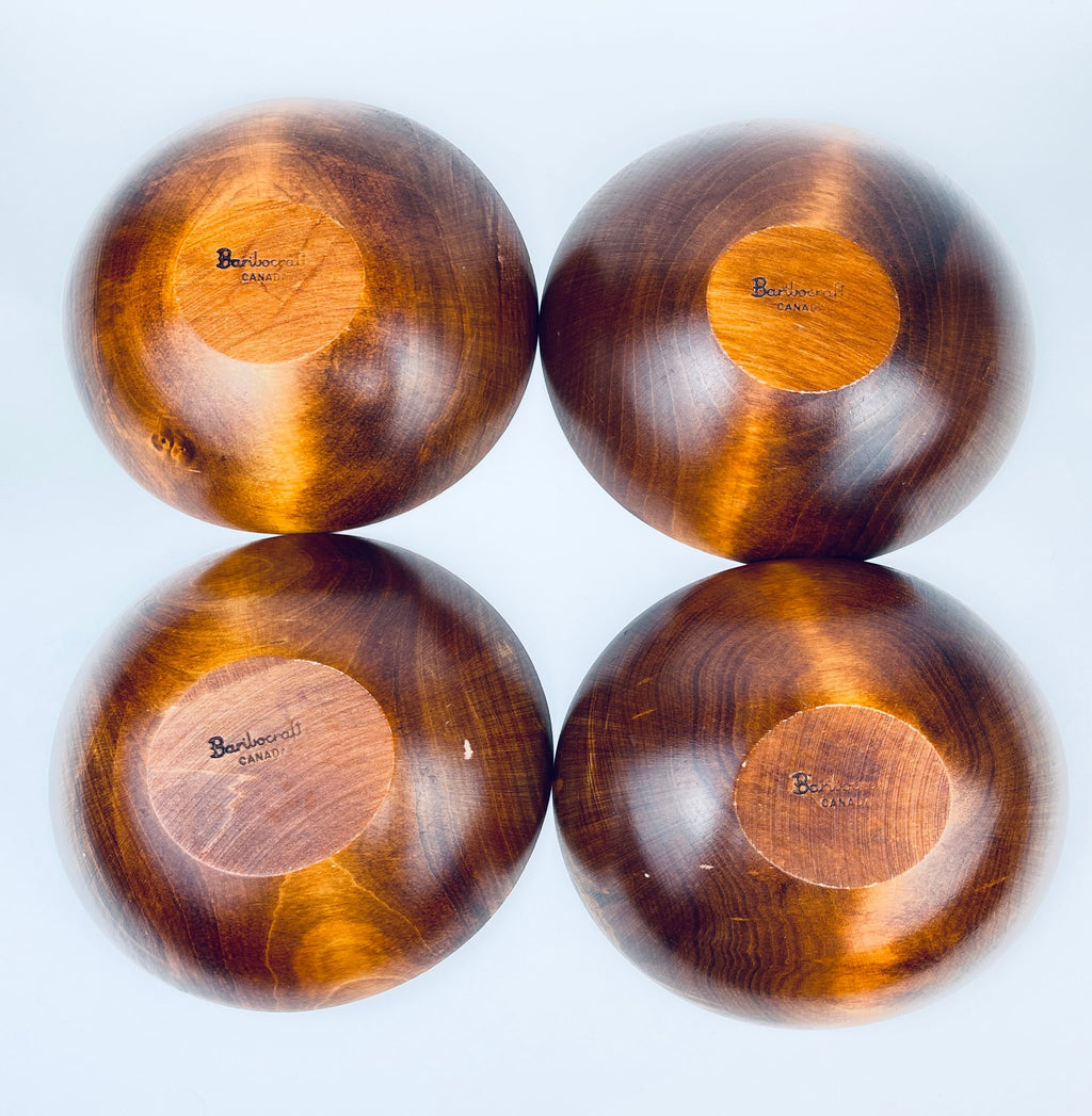 Product image for 'vintage oval wood salad bowls baribocraft canada set of four 4' (view f0f021)