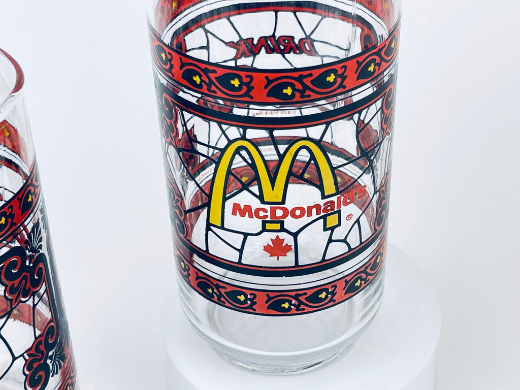 Product image for 'vintage coca cola mcdonalds canada stained glass water tumbler glasses sold individually' (view f49e4f)