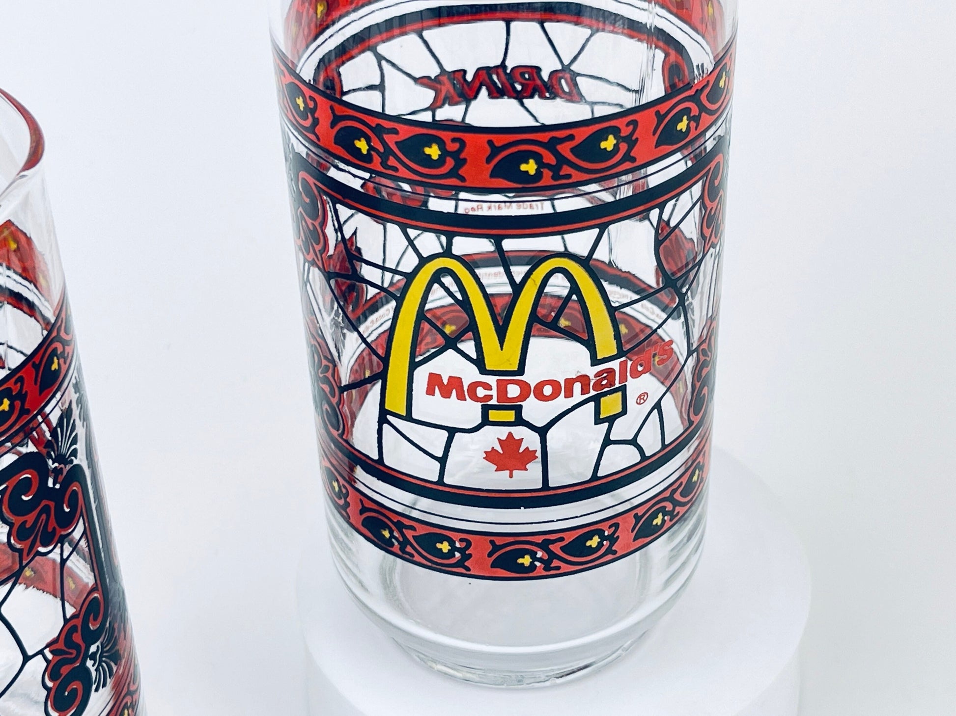 Product image for 'vintage coca cola mcdonalds canada stained glass water tumbler glasses sold individually' (view f49e4f)