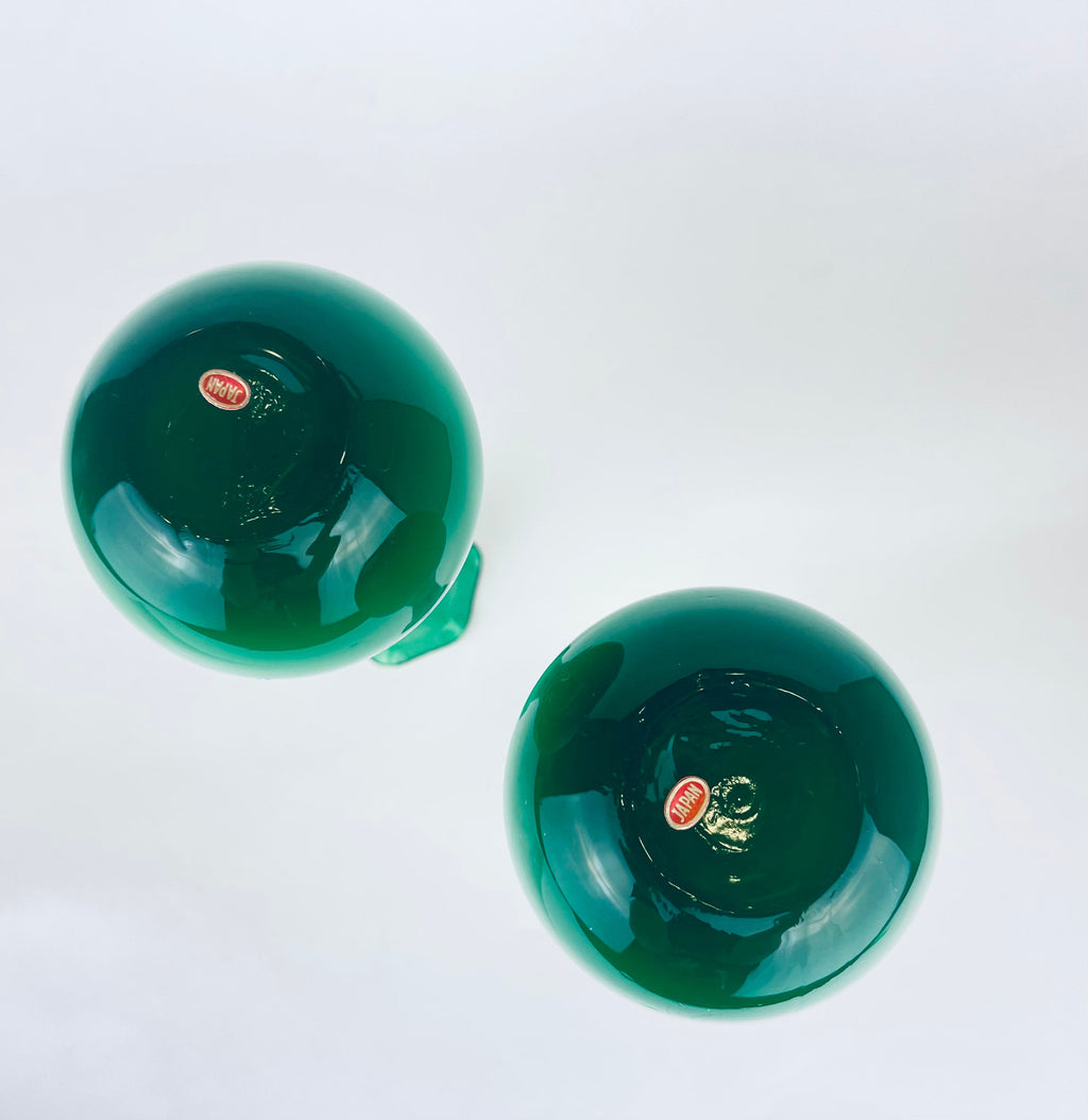 Product image for 'vintage glass bud vases set of two 2 hand painted enamelled flowers gold rim top pattern made in japan' (view 11bec1)