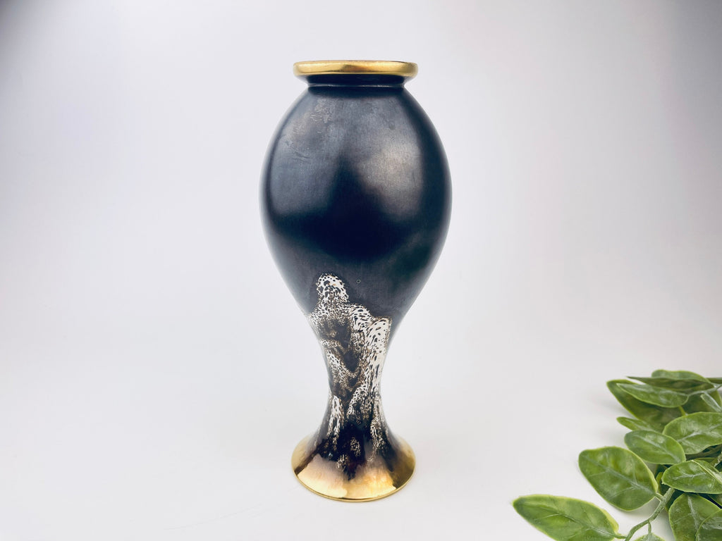 Product image for 'vintage lava brown gold drip glaze bud vase made in germany' (view 95da23)