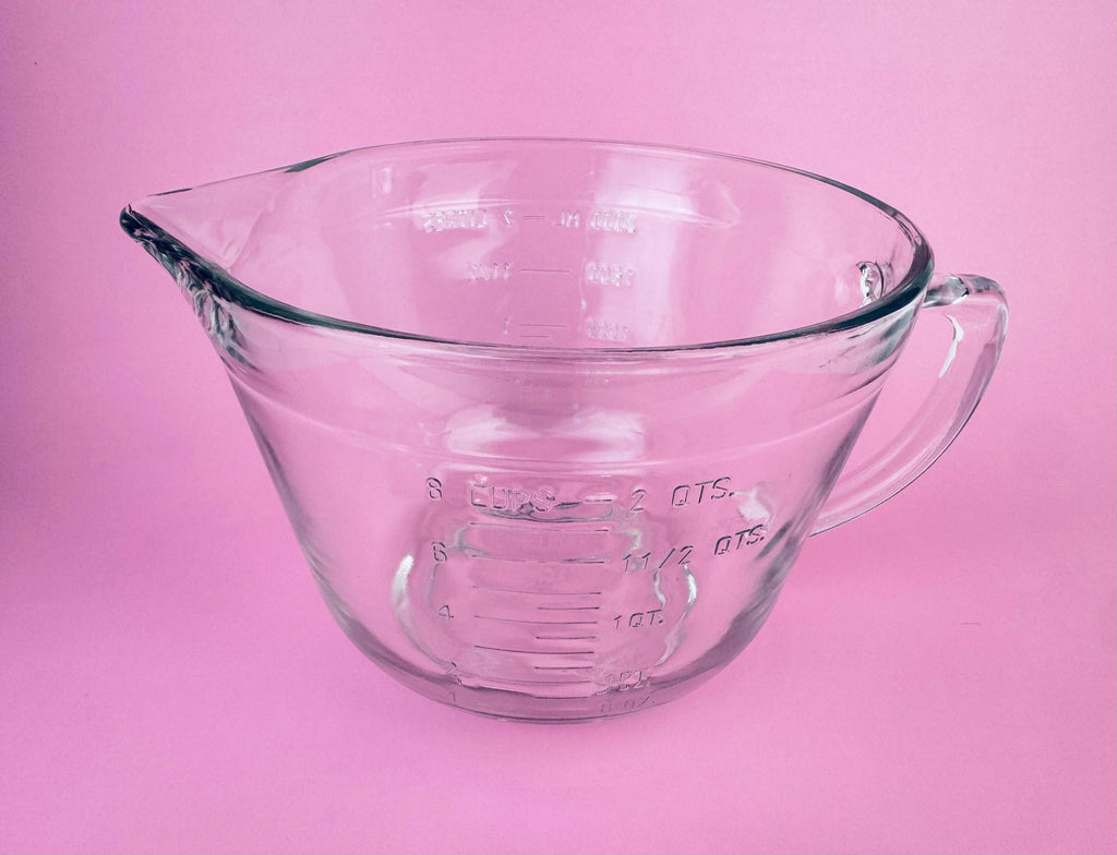 Product image for 'vintage anchor hocking measuring cup batter bowl 8 cup 2 litre metric imperial made in usa' (view d67d18)