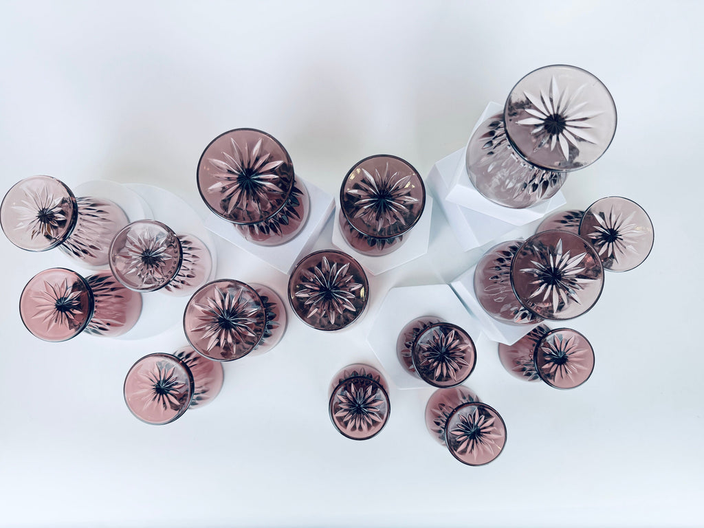 Product image for 'vintage hazel atlas moroccan cut purple amethyst glassware mid century modern mcm barware sets sold separately' (view 8d4952)
