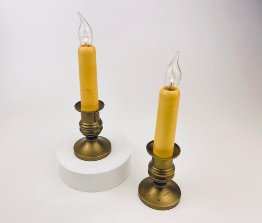 Product image for 'vintage tabletop brass electric candle holders set of two 2 attractive aged metal patina' (view 8ffadc)