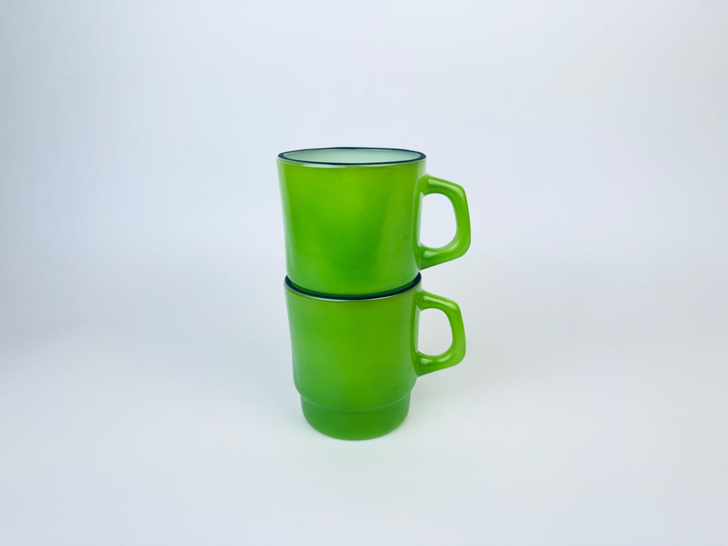 Product image for 'vintage anchor hocking fire king black rim stacking glass mug made in usa mugs sold separately' (view 4313e5)