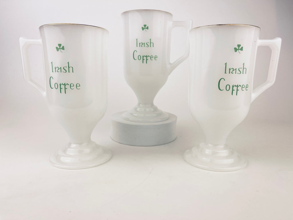 Product image for 'vintage milk glass irish coffee pedestal mugs set of three 3' (view 4271d6)