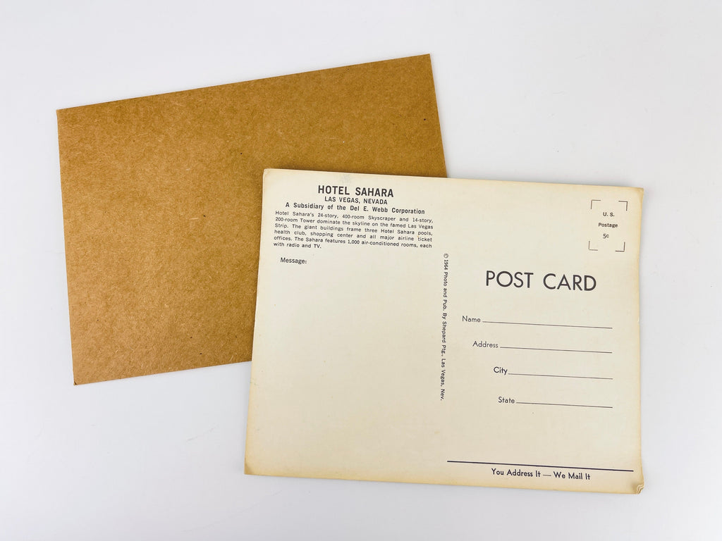 Product image for 'vintage hotel sahara las vegas nevada postcard 1960' (view da6208)
