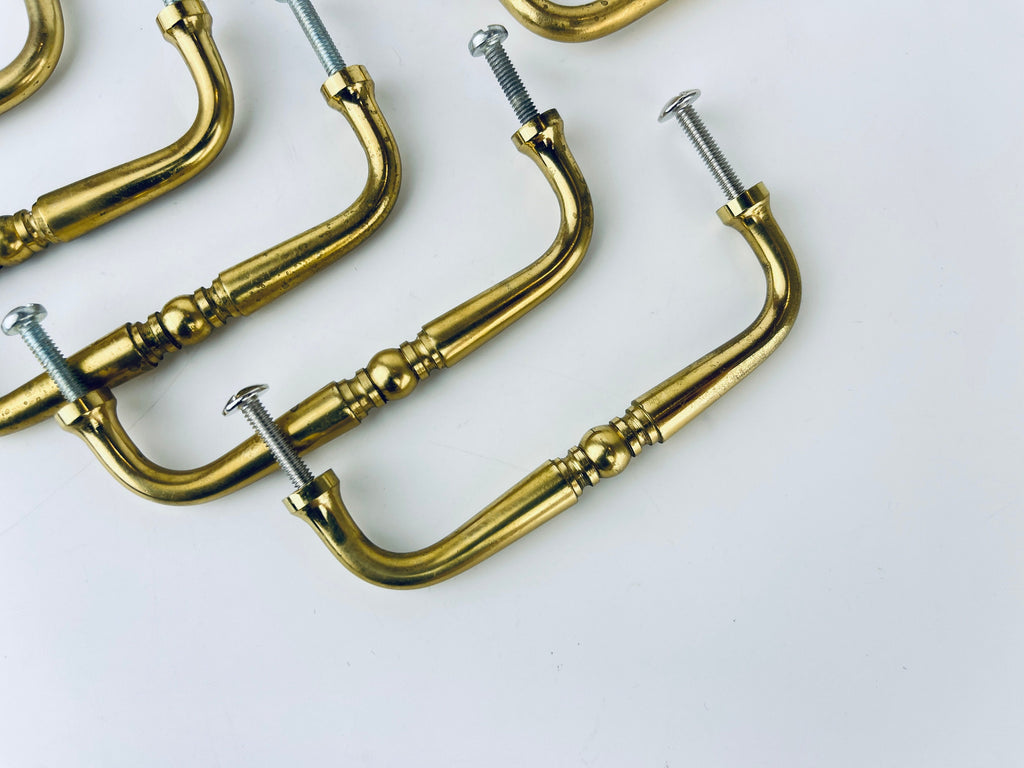 Product image for 'vintage horizontal solid brass drawer pull hardware attractive aged brass patina sold separately' (view 90197f)