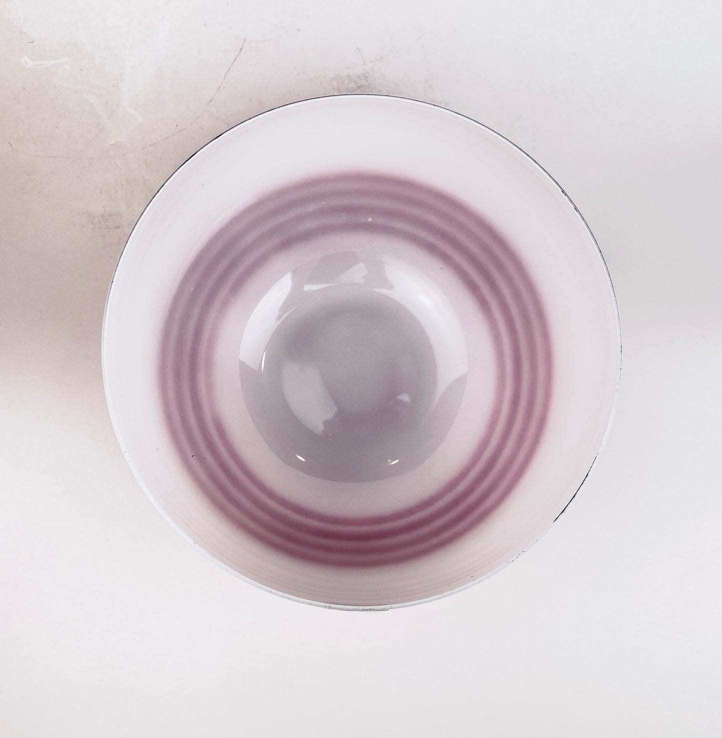 Product image for 'vintage bohemia crystalex white glass round bowl four stripe pink pattern made in czech republic' (view 2af64d)