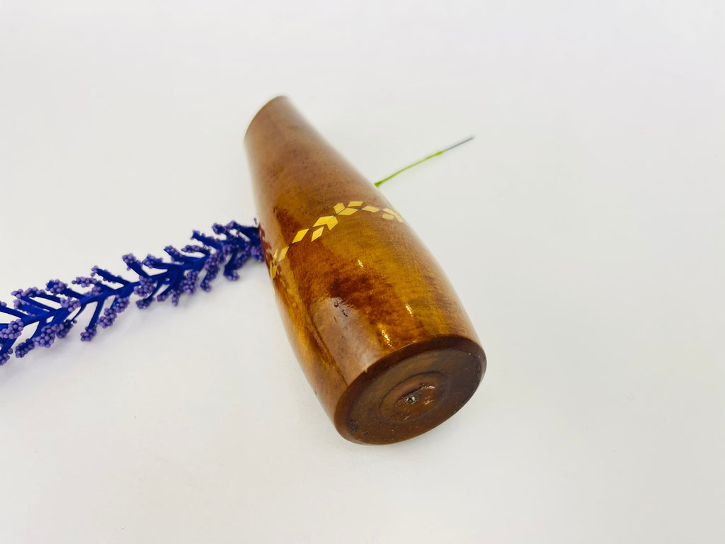 Product image for 'vintage tapered wood vase inlay gold geometric shape bottom' (view 98aece)