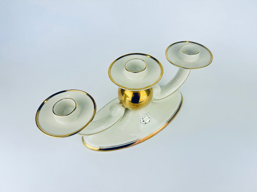 Product image for 'vintage alka kunst ivory echt gold candlestick holder made in bavaria germany' (view f01a28)