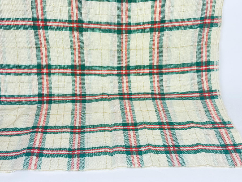Product image for 'vintage square christmas plaid table cloth gold metallic stripe new old stock nos' (view 6095a5)
