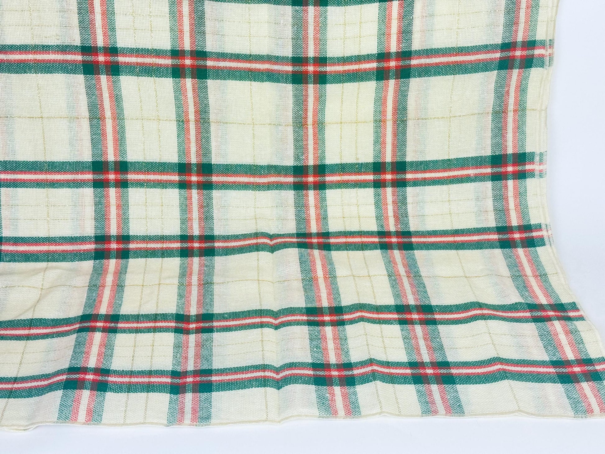 Product image for 'vintage square christmas plaid table cloth gold metallic stripe new old stock nos' (view 6095a5)