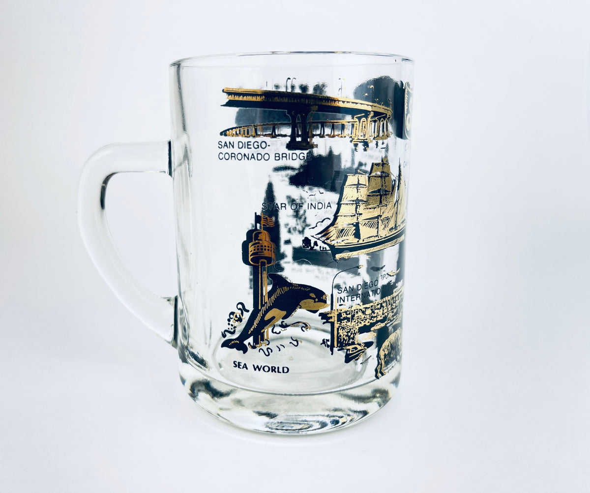 Product image for 'vintage san diego glass mug mid century california souvenir with heavy base' (view 7172e7)