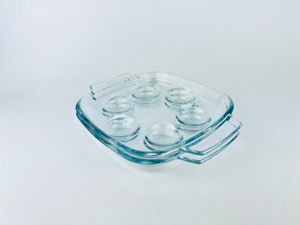 Product image for 'vintage pyrex clear glass escargot snail devilled egg plates 473 set of two 2 made in france' (view 38f396)