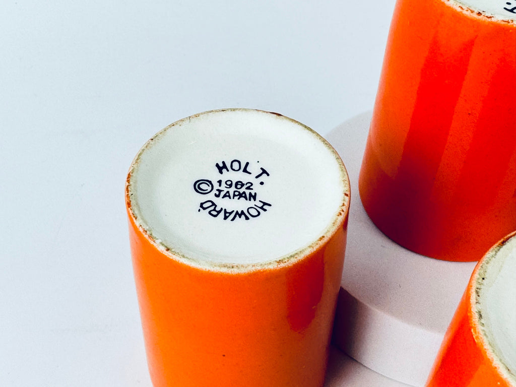 Product image for 'vintage holt howard 1962 hand painted bright orange ceramic cup made in japan set of four 4' (view bd388f)