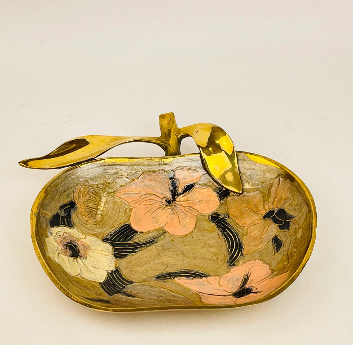 Product image for 'vintage brass cloisonne enamel floral dish hand painted mid century accent sold separately' (view 324413)