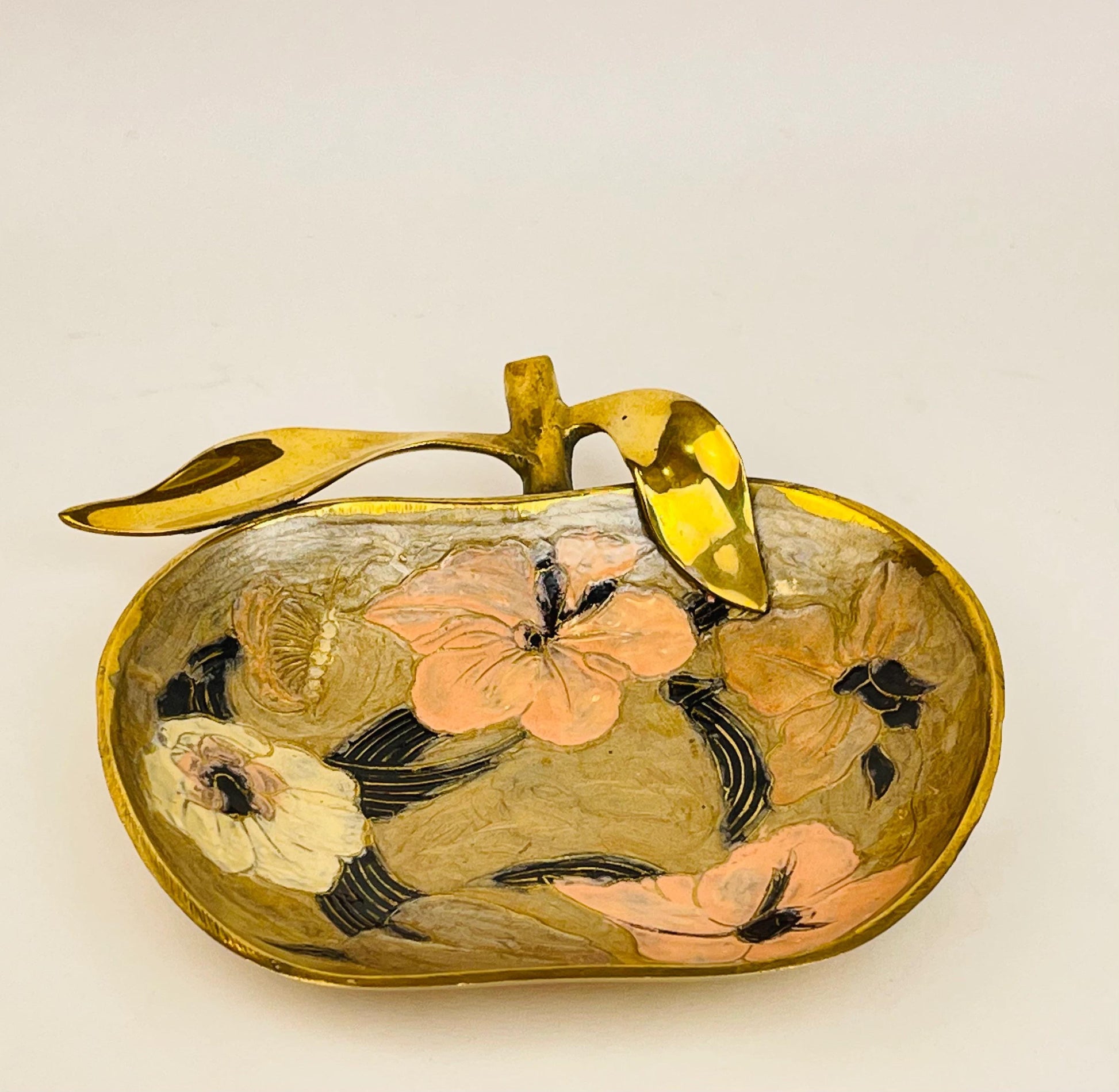 Product image for 'vintage brass cloisonne enamel floral dish hand painted mid century accent sold separately' (view 324413)