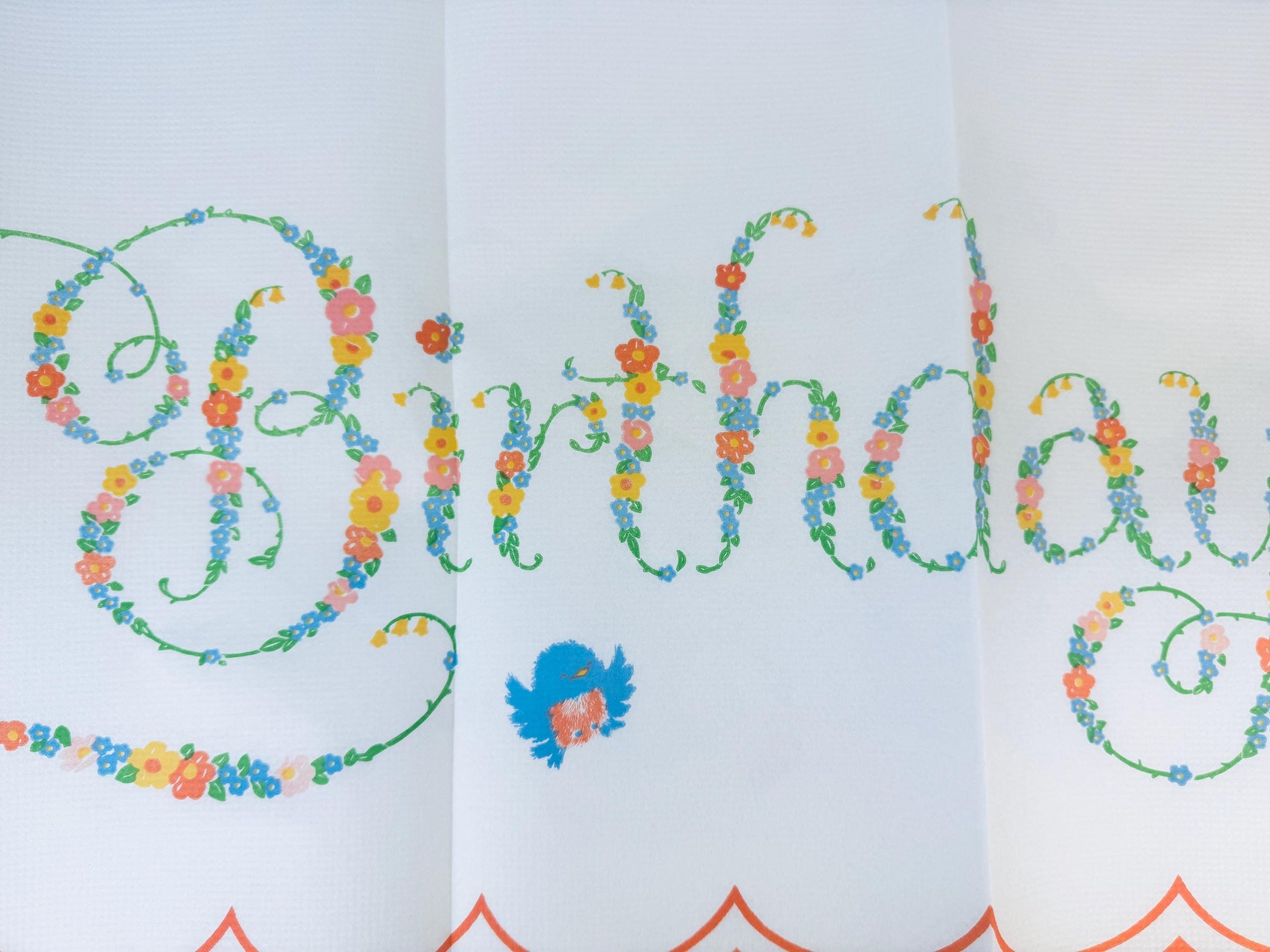Product image for 'vintage happy birthday paper tablecloth new old stock nos made in usa' (view 75836e)