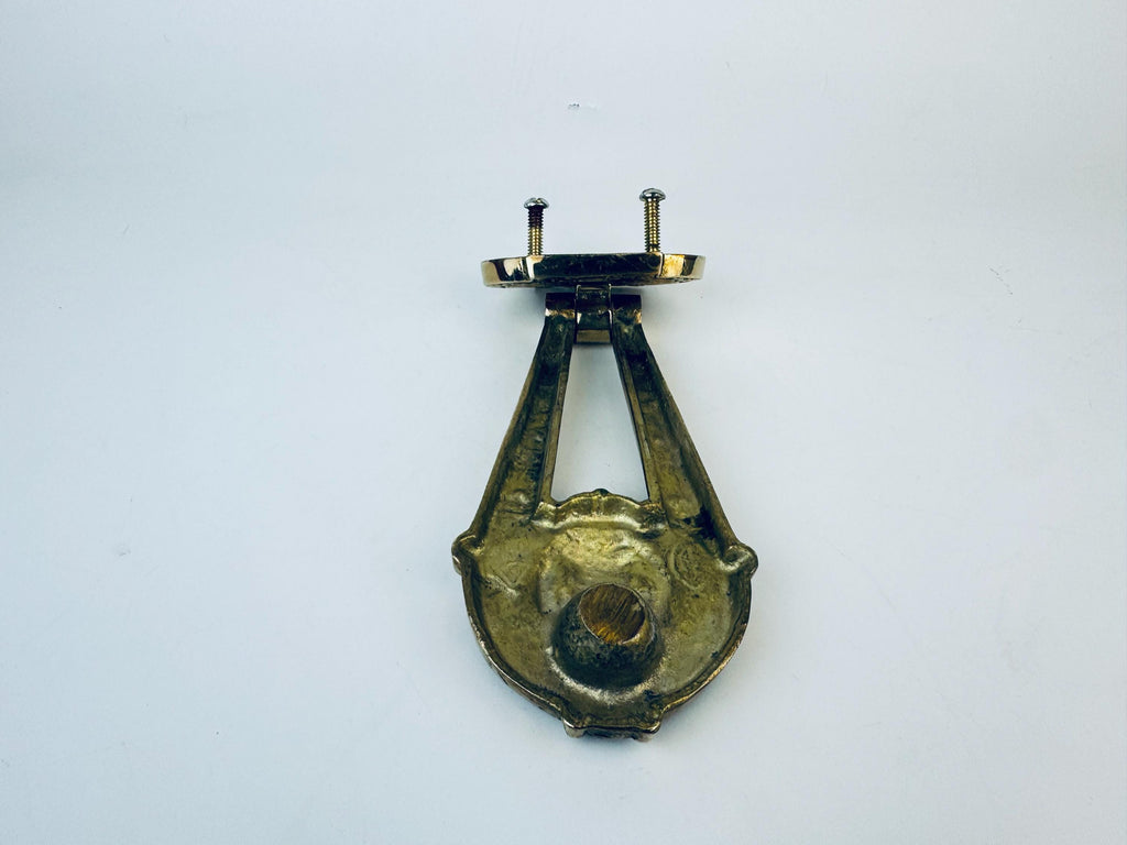 Product image for 'antique english neoclassical brass door knocker classical lyre design with floral and central figure' (view c82496)