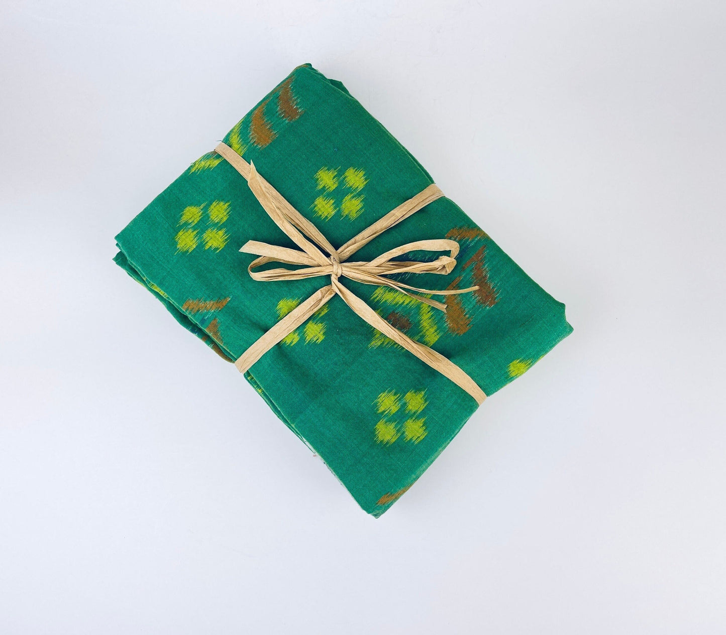 Product image for 'vintage green yellow brown geometric ikat cotton fabric 40 5 x 80' (view d12caa)