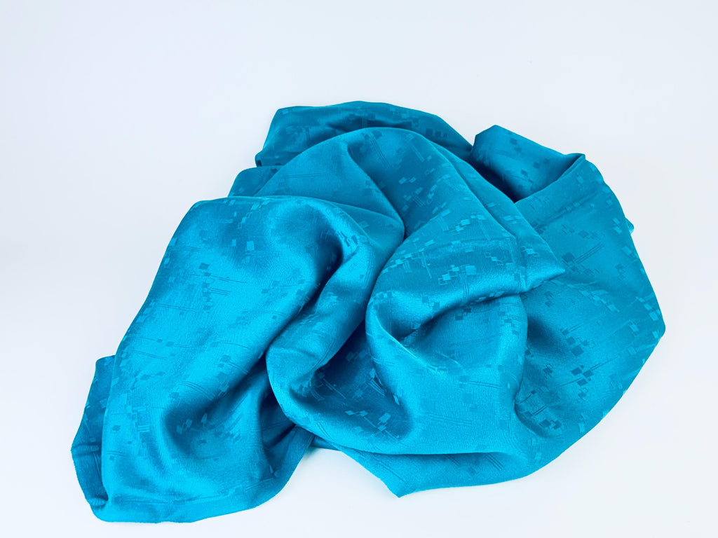 Product image for 'vintage 1980s teal green geometric pattern fabric 36 x 96' (view eee9a7)
