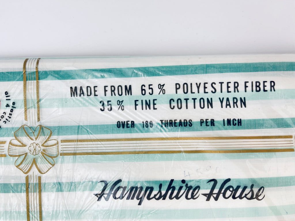 Product image for 'vintage hampshire house twin bed striped green white flat sheet cotton polyester blend new old stock nos' (view e77115)