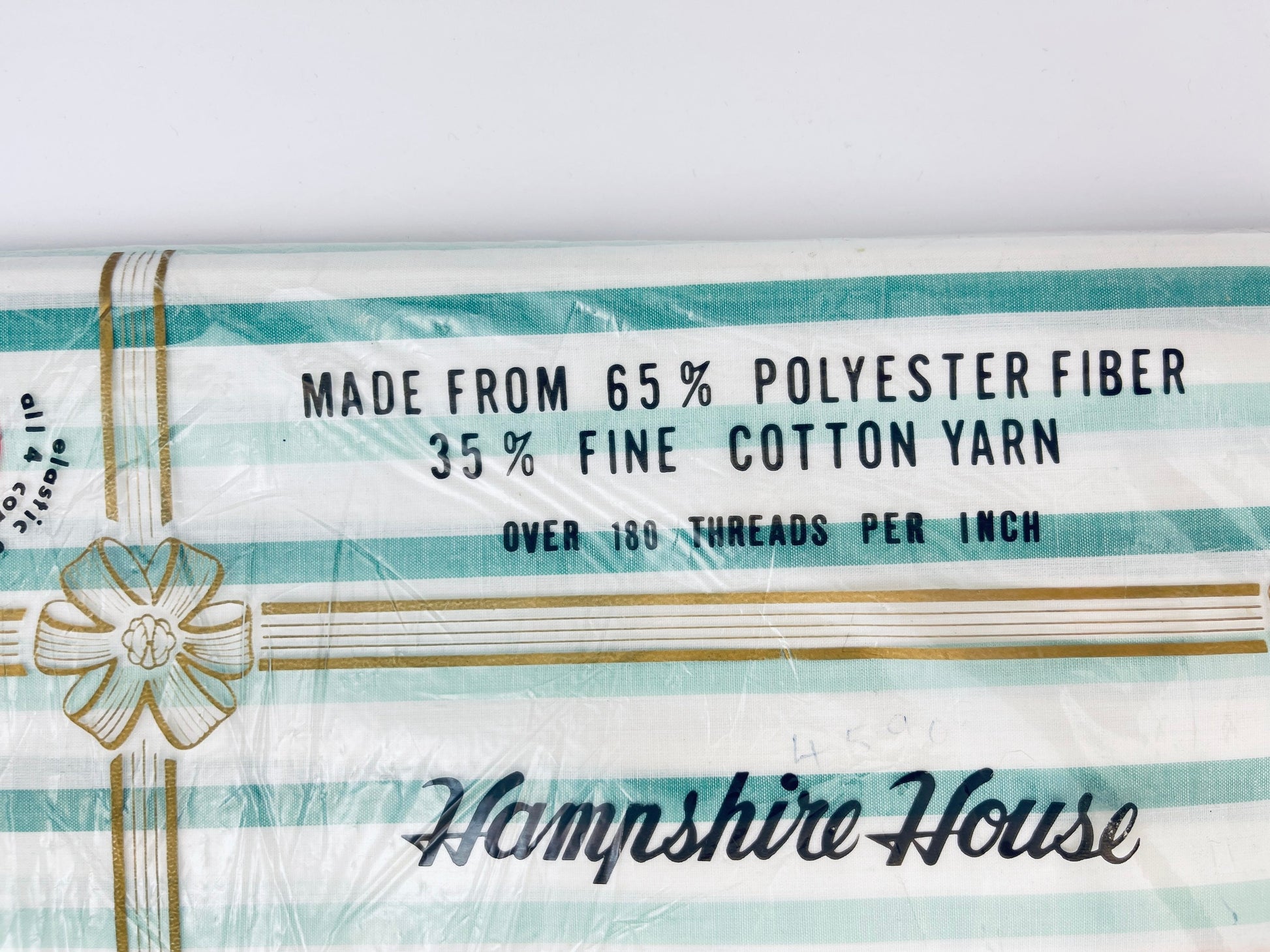 Product image for 'vintage hampshire house twin bed striped green white flat sheet cotton polyester blend new old stock nos' (view e77115)