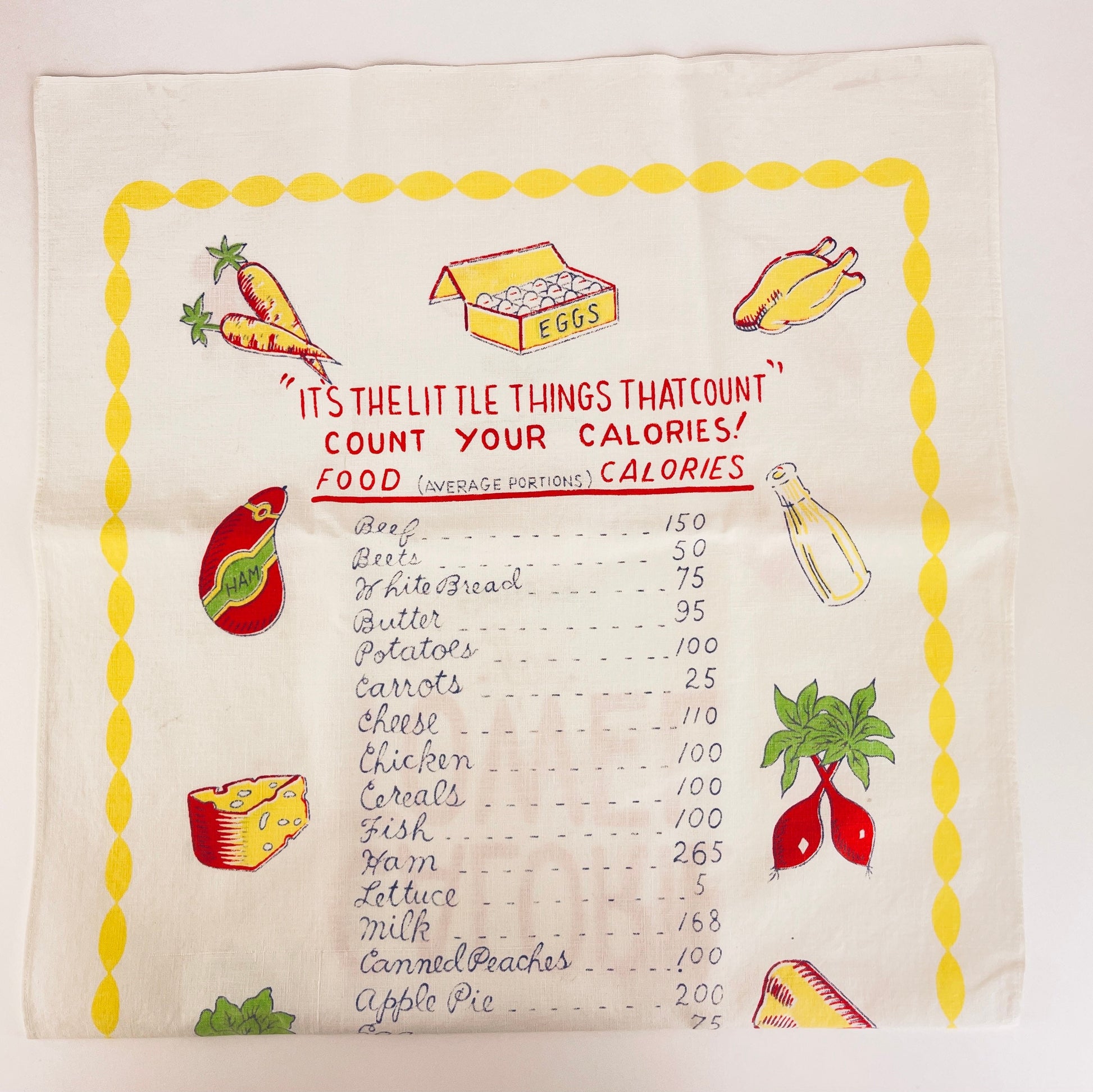 Product image for 'vintage calorie counting tea towel excellent kitchen gag gift' (view 1bd5de)