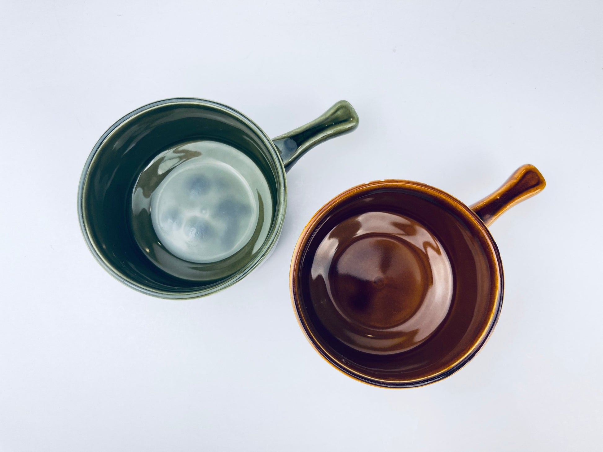 Product image for 'vintage english handled green brown drip glazed ceramic soup bowls set of two 2' (view 96a61c)