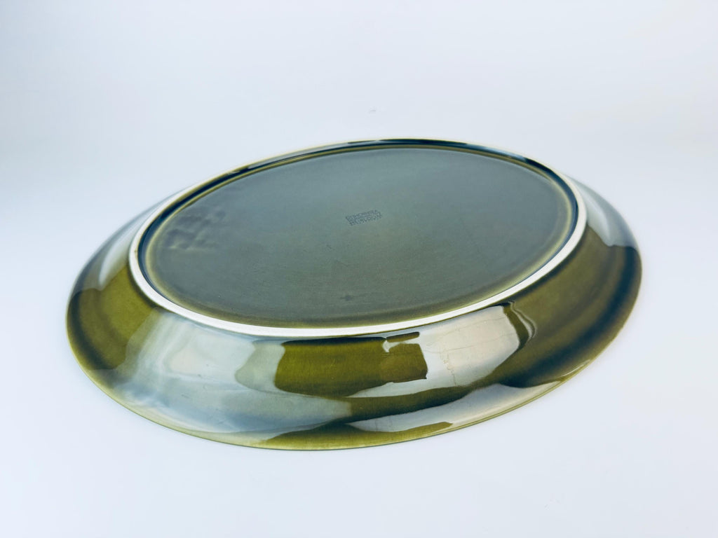 Product image for 'vintage hornsea england olive green oval platter plate heirloom pattern' (view cb0619)