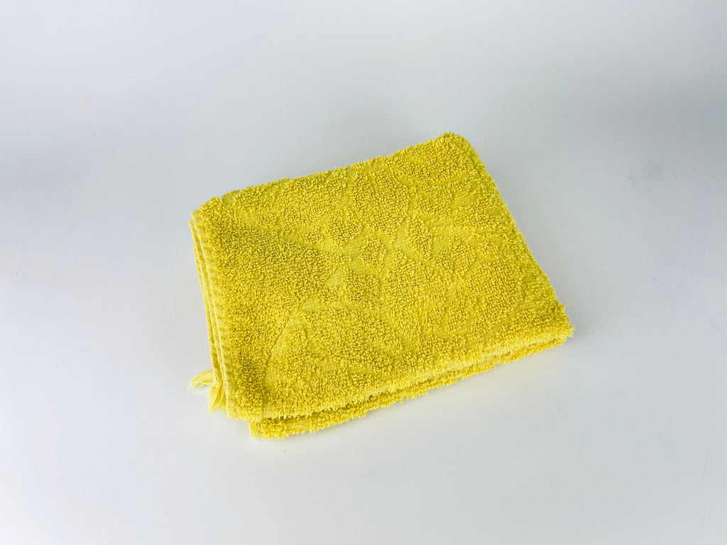 Product image for 'vintage sears yellow floral rectangular fringe hand towel 100 cotton made in usa' (view 2d0d43)