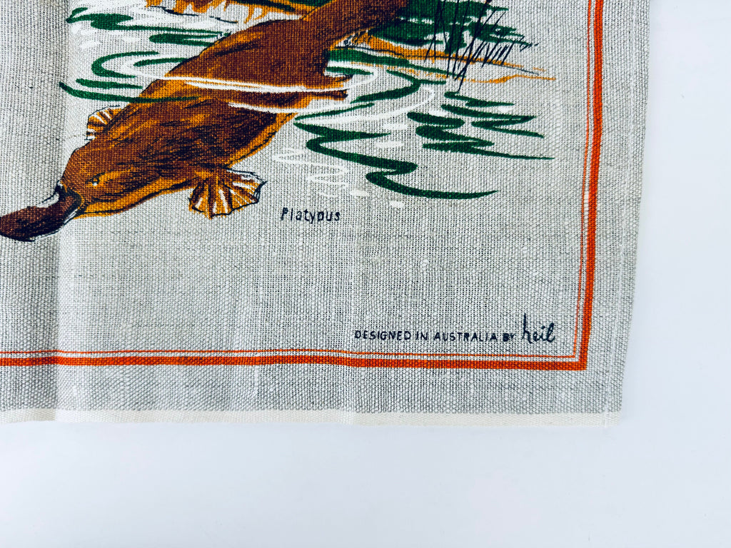 Product image for 'vintage australia fauna souvenir pure linen tea towel statement towel designed in australia by heil' (view c8bab4)