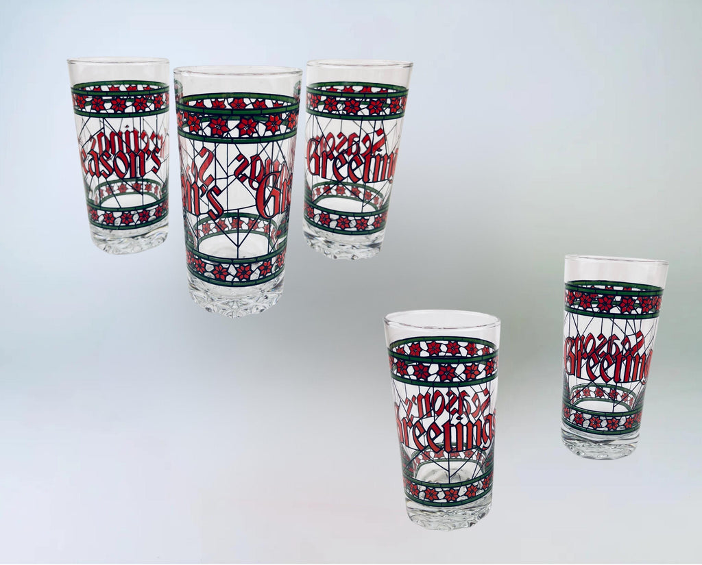 Product image for 'vintage houze season s greetings stained glass tumblers sets sold separately' (view 4d980c)