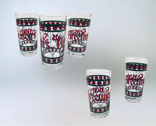 Product image for 'vintage houze season s greetings stained glass tumblers sets sold separately' (view 4d980c)