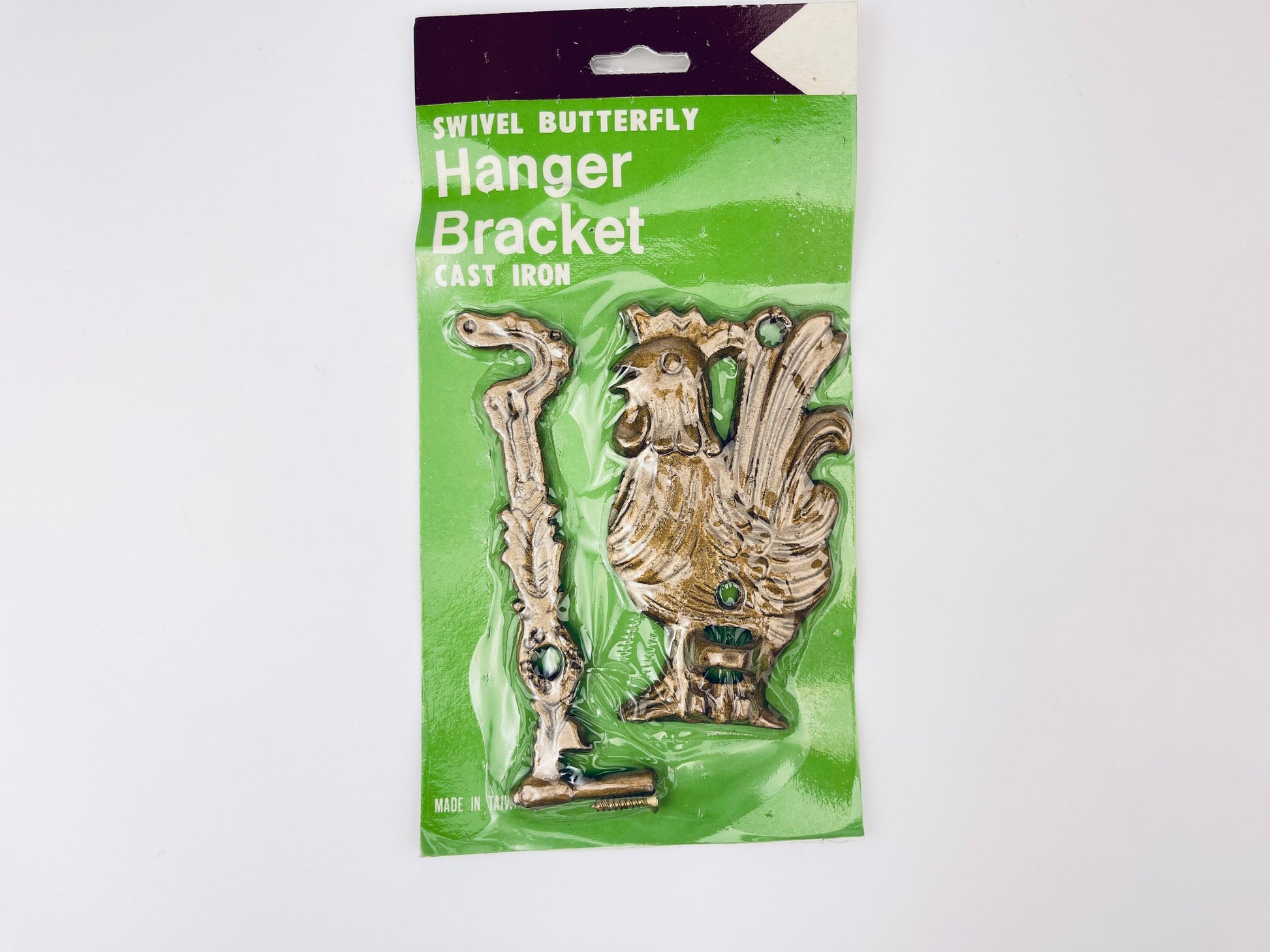 Product image for 'vintage cast iron gold rooster swivel wall plant hanger bracket new old stock nos' (view 372109)
