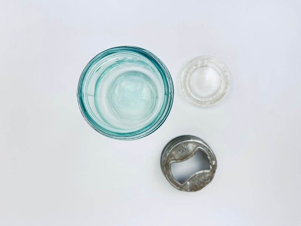 Product image for 'antique mason s aqua blue glass jar 1858 patent with presto lid good housekeeping seal' (view a335dd)