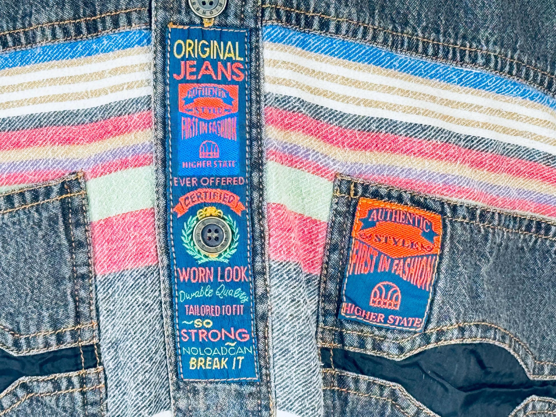 Product image for 'vintage oversized denim striped shirt size m fits l made in hong kong' (view 8e58e5)