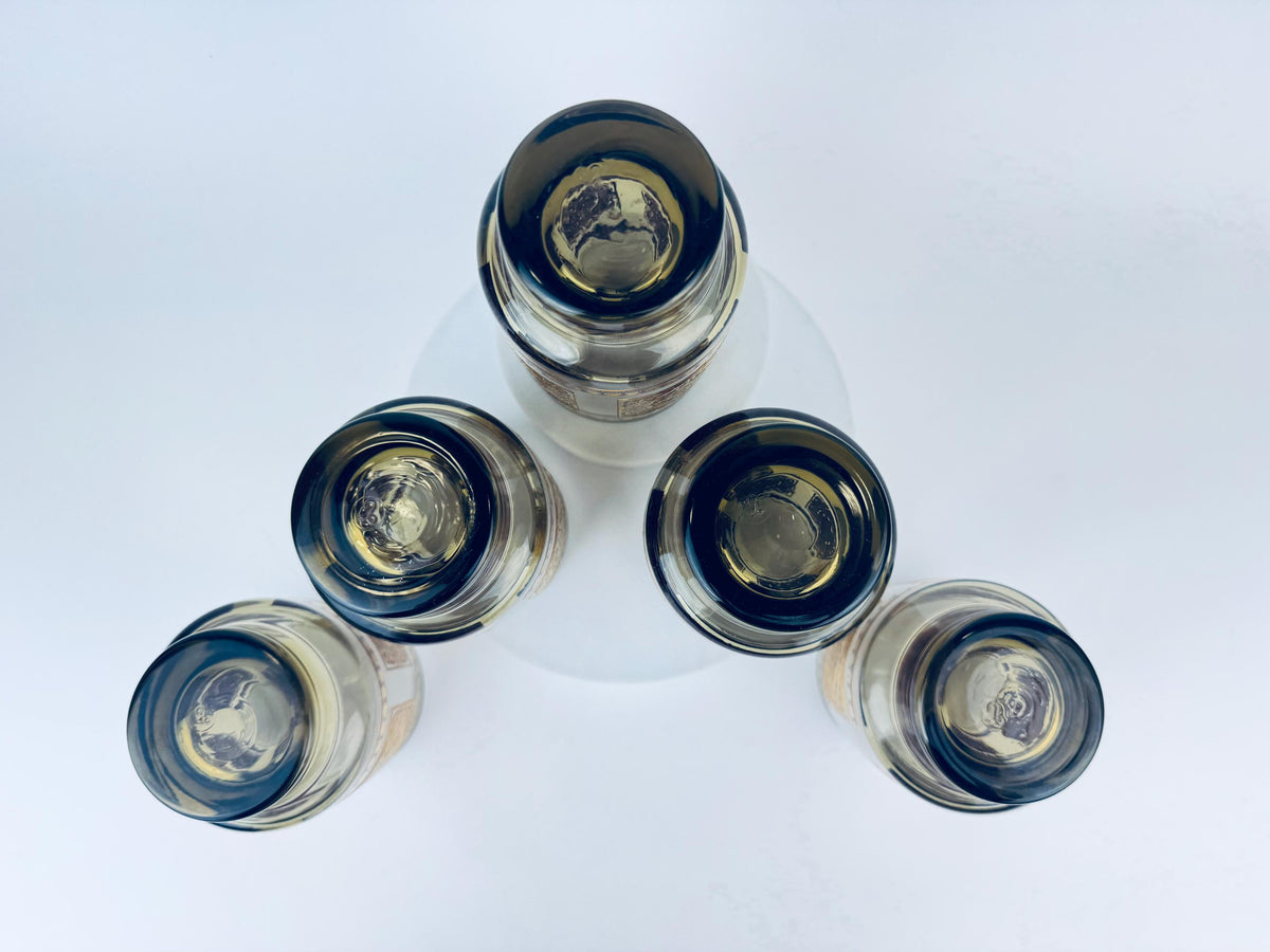 Product image for 'vintage libbey elcyda highball glasses 1960s amethyst gold barware set of five 5' (view f4d3bc)