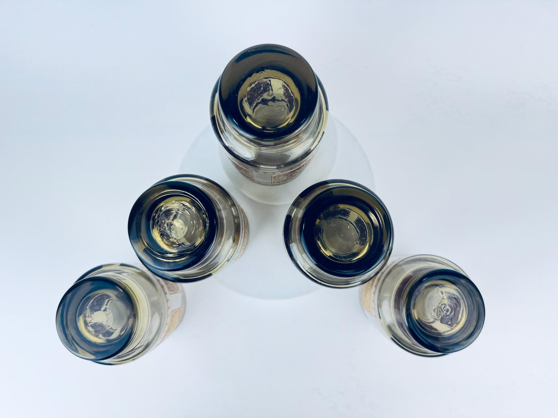 Product image for 'vintage libbey elcyda highball glasses 1960s amethyst gold barware set of five 5' (view f4d3bc)