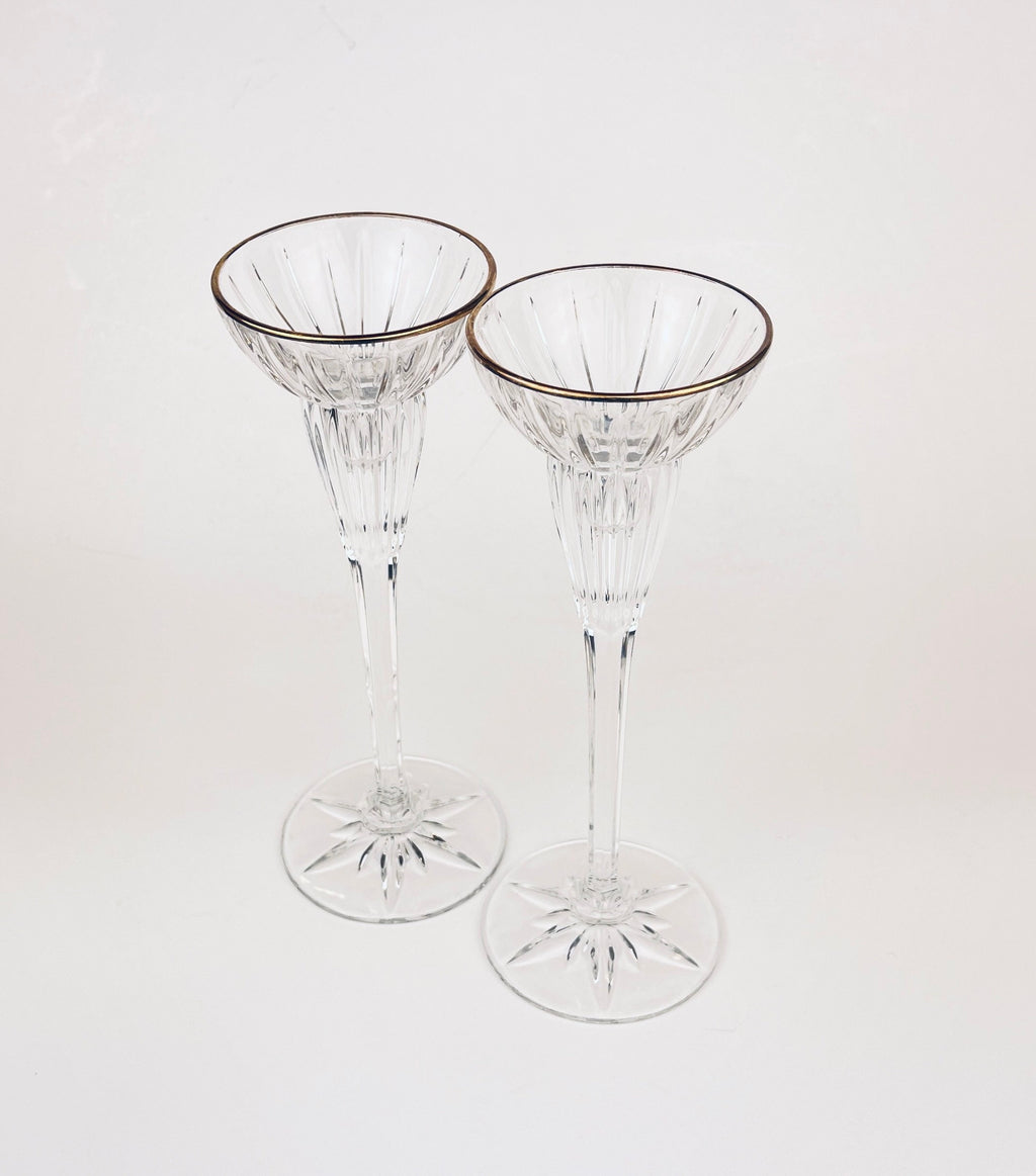 Product image for 'vintage crystal gold rimmed candlestick holders set of 2' (view 727101)