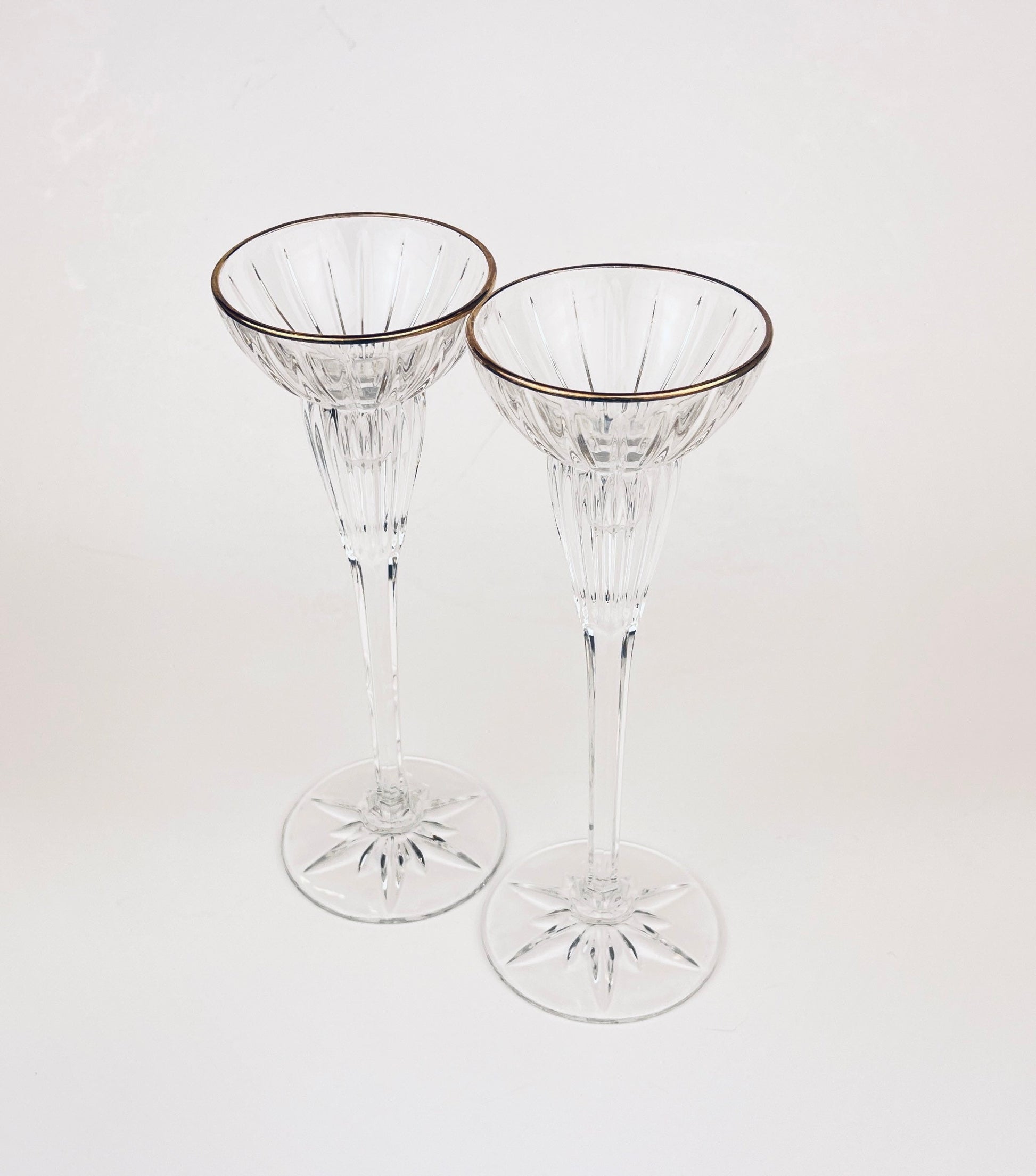 Product image for 'vintage crystal gold rimmed candlestick holders set of 2' (view 727101)