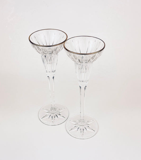 Product image for 'vintage crystal gold rimmed candlestick holders set of 2' (view 727101)